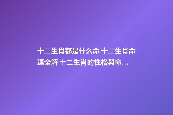 十二生肖都是什么命 十二生肖命運全解 十二生肖的性格與命運